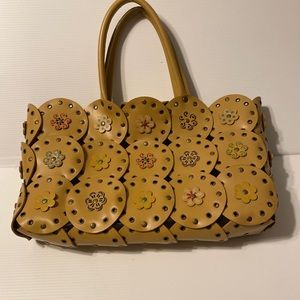 Esprit Bobo Tan floral faux leather purse/beach bag with rivits